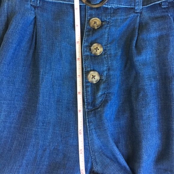 Chambray culottes, high waist button up - Picture 3 of 3